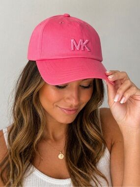 MICHAEL KORS Monogram MK Logo Baseball Hat 538802C Pink NWT